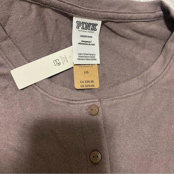 Victoria’s Secret PINK Cozy Knit Long Sleeve Sleep Shirt Iced Coffee Size Large - Picture 6 of 7